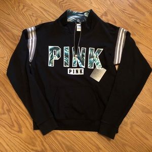 PINK Limited Edition Zip Up Crew Neck Sweatshirt